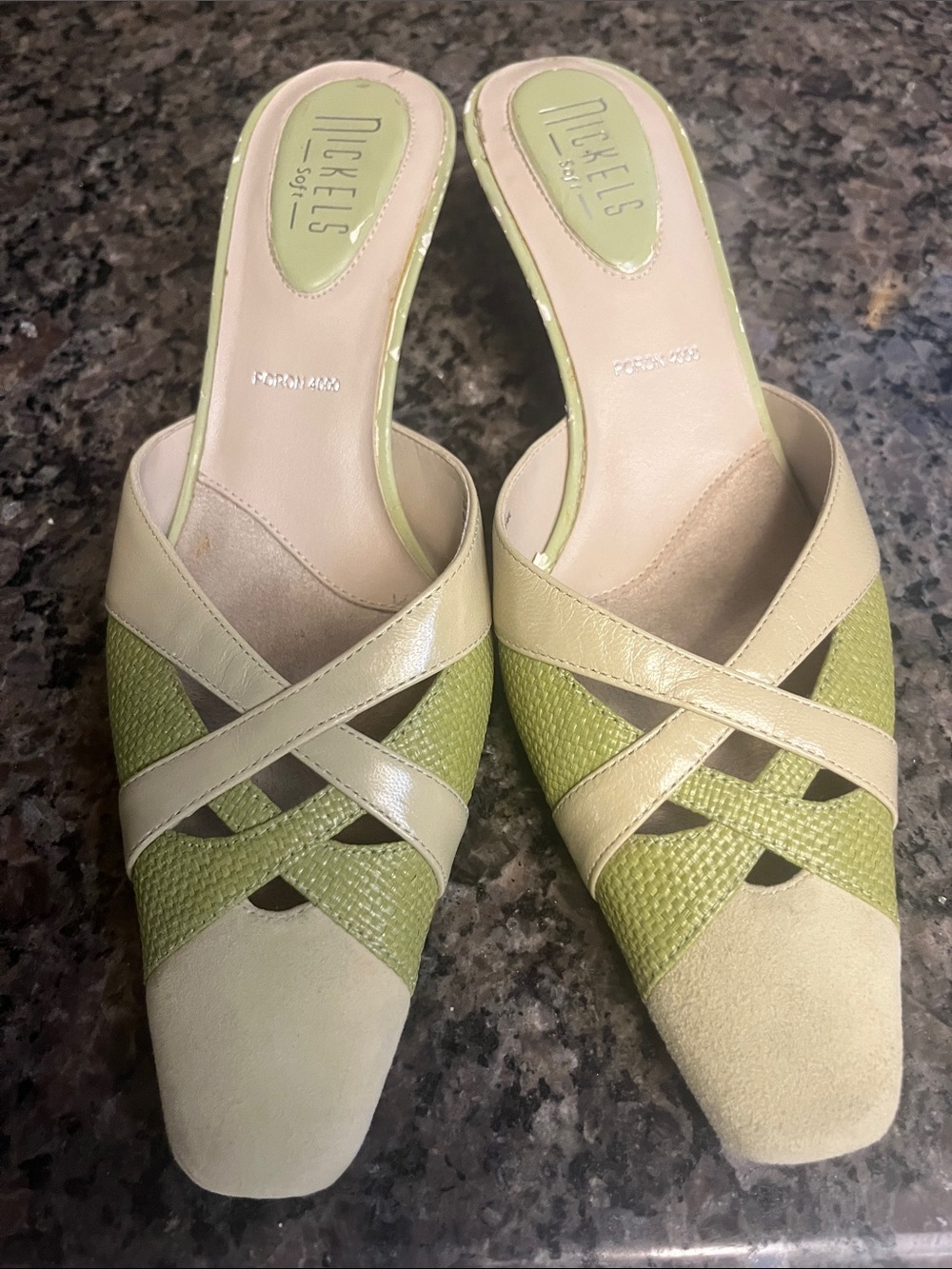 Nickels Green Crisscross Slip-On Mules 7.5